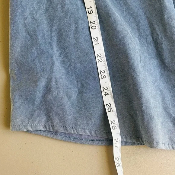 Garnet Hill chambray collared V Neck popover top / tunic  100% Cotton Large - Picture 6 of 8